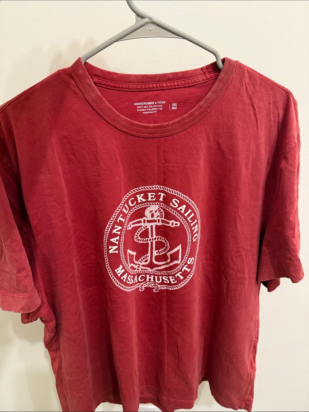 Abercrombie & Fitch Red Nautical Anchor Graphic Short Sleeve Tee